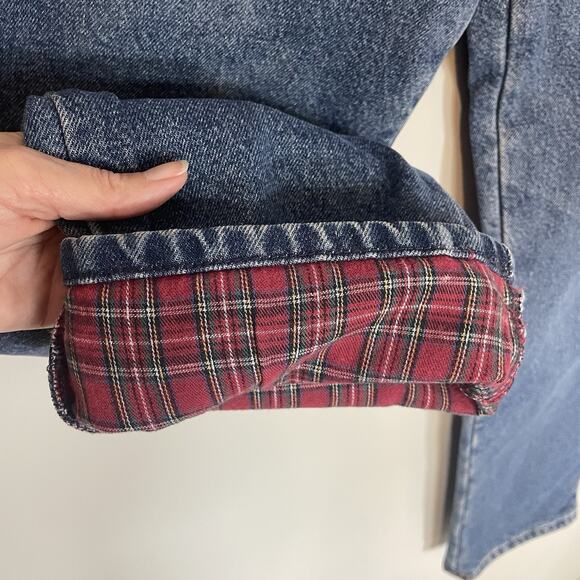VTG LL Bean Flannel Lined Jeans Womens 14 M/T Double L Mom High Rise Relaxed Fit - Picture 7 of 11